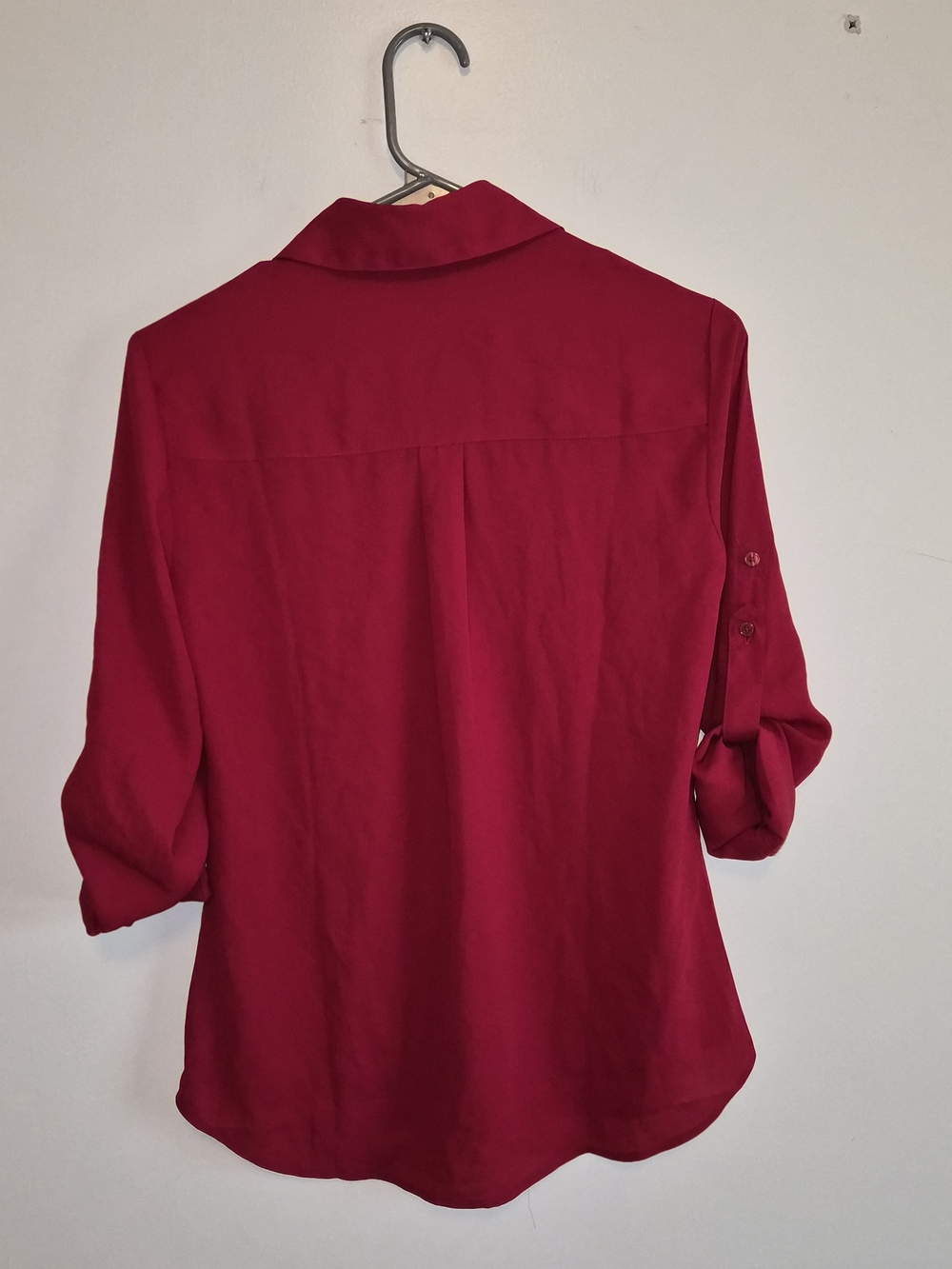 Express Women's Red Button-Front Blouse - Picture 3 of 6